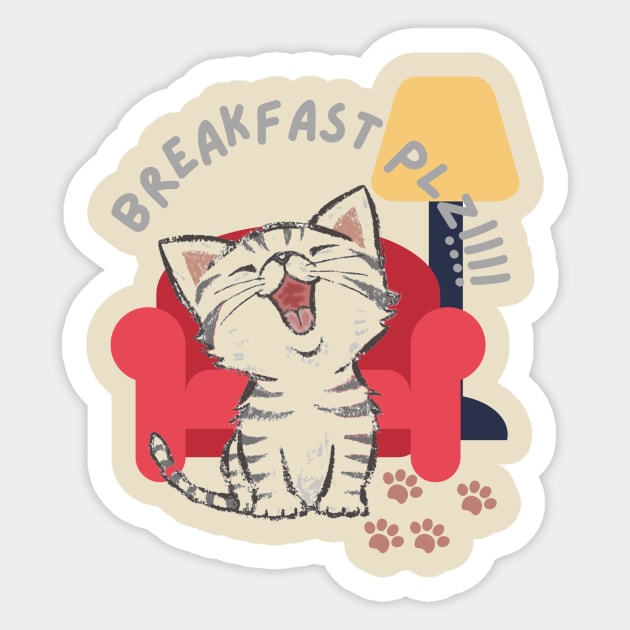 BREAKFAST PLEASE CAT Sticker by HTA DESIGNS